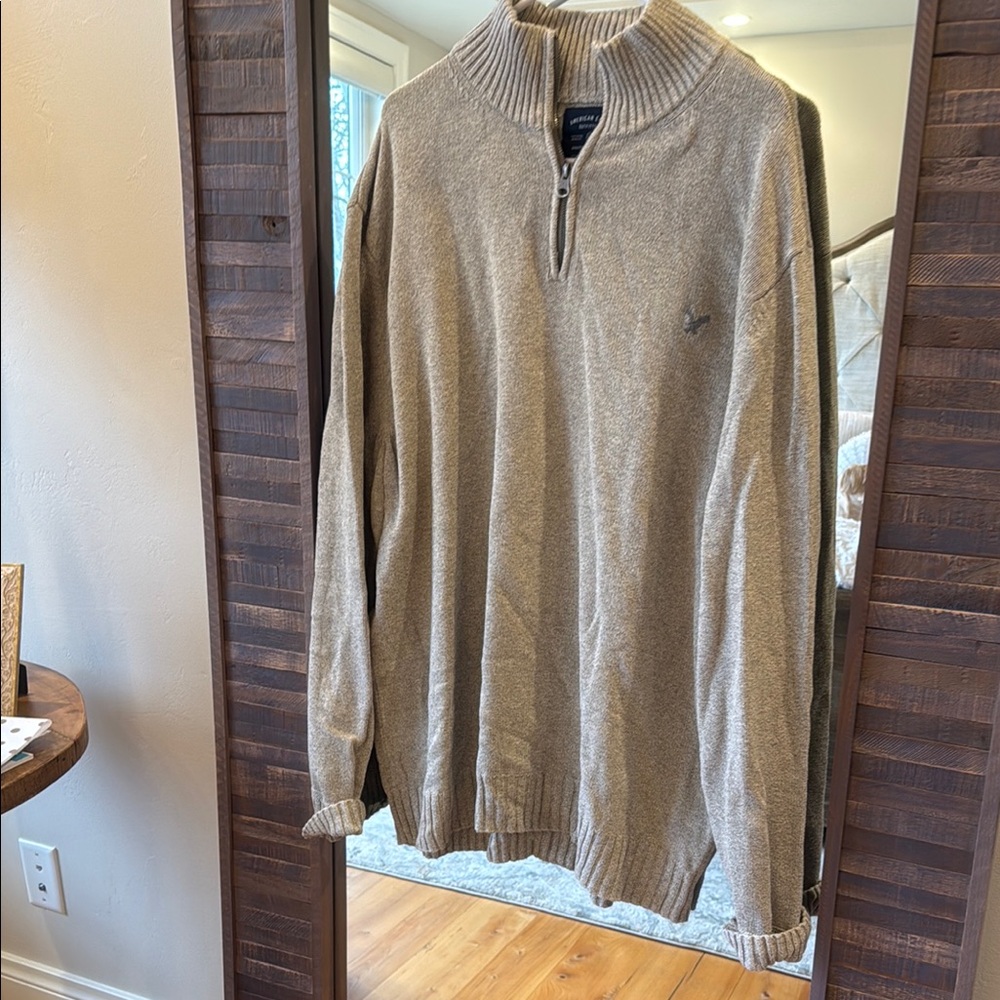 American Eagle Outfitters Tan Zip Up Sweater